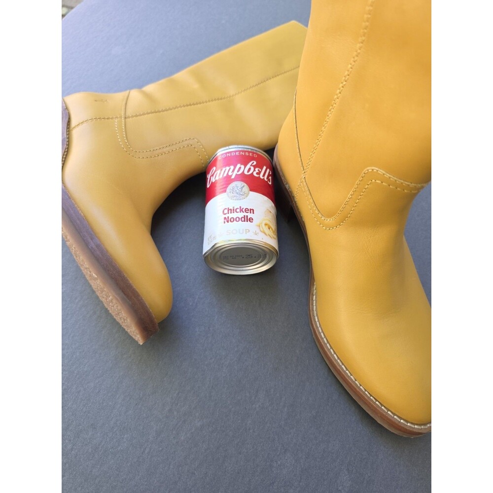 NIB Frye Camryn Womens 9 Tall Pull On Boots Leather Banana Yellow  Campus - Picture 12 of 16